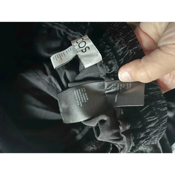 COS Women’s Silk Blend Velvet Pants Size 8 Wide Leg Elastic Band Pockets - Picture 7 of 9